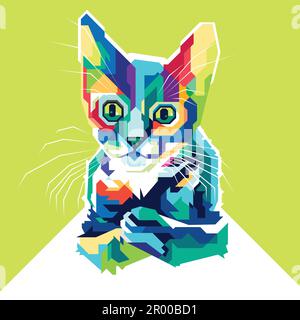 colorful cat in pop art style Stock Vector