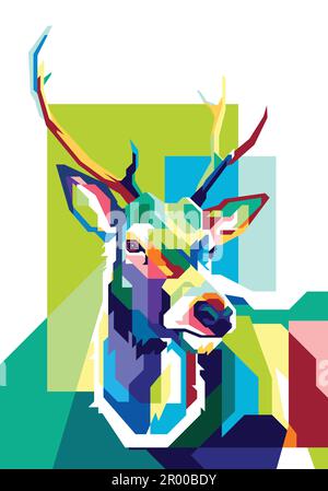 colorful deer in pop art style Stock Vector