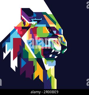 colorful tiger in pop art style Stock Vector