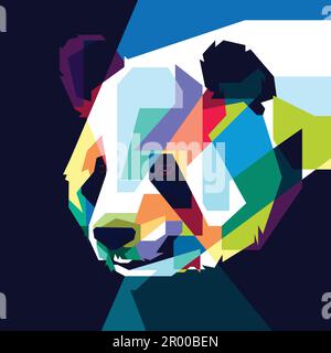 colorful panda in pop art style Stock Vector