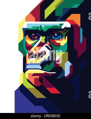 colorful gorilla in pop art style Stock Vector