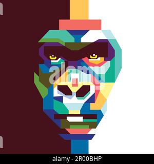 colorful gorilla face in pop art style Stock Vector