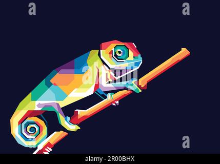 colorful chameleon in pop art style Stock Vector