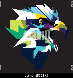 colorful eagle head in pop art style Stock Vector