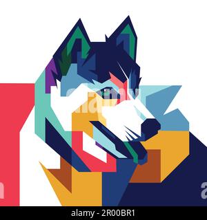 colorful husky dog in pop art style Stock Vector