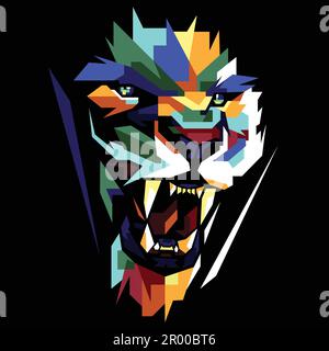 colorful tiger face in pop art style Stock Vector