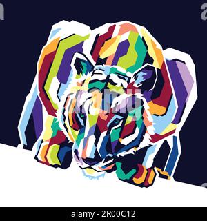 colorful tiger in pop art style Stock Vector