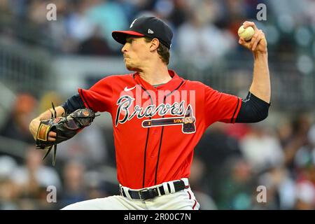 Atlanta, USA. 05th Nov, 2021. Pitcher Max Fried addresses fans at a