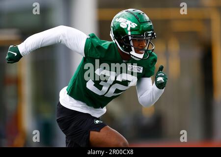 New York Jets linebacker Sherrod Greene (32) in action during the team's  NFL football rookie minicamp, Friday, May 5, 2023, in Florham Park, N.J.  (AP Photo/Rich Schultz Stock Photo - Alamy