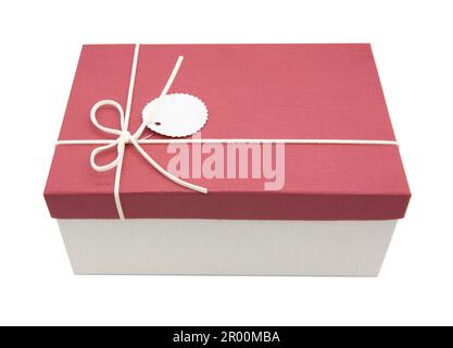 White box with red cover isolated on white background Stock Photo
