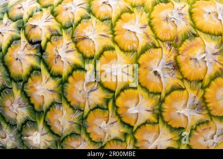 Yellow skin texture of ripe pineapple Stock Photo