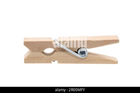 Wooden Cloth Peg Isolated on White Background Stock Photo