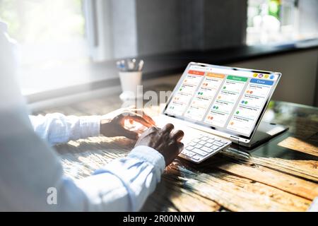 Scrum Manager Agile Software Project On Digital Tablet Stock Photo