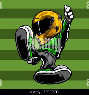 cartoon boy wearing motorcycle helmet template Stock Vector