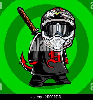 cartoon boy wearing motorcycle helmet template Stock Vector