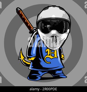 cartoon boy wearing motorcycle helmet template Stock Vector