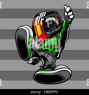 cartoon boy wearing motorcycle helmet template Stock Vector
