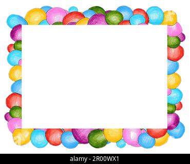 White paper decorated with various pastel colored around the frame. Stock Photo
