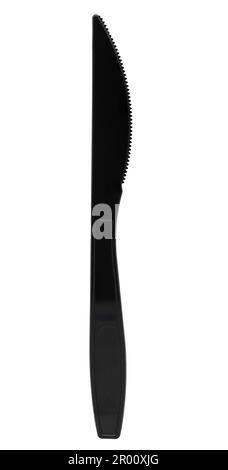 Black plastic knife isolated on white background Stock Photo