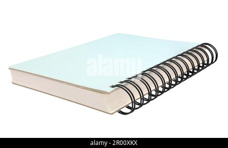Green spiral notebook isolated on white background Stock Photo