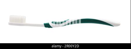 Green toothbrush isolated on white background Stock Photo