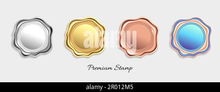 Premium Vector  Seal wax 3d gold wax candle stamp realistic vector render  design elements