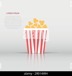 Popcorn vector icon in flat style. Cinema food illustration on isolated background. Popcorn sign concept. Stock Vector