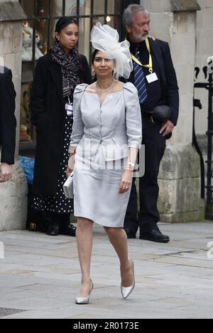 London, UK. 06th May, 2023. Home Secretary Suella Braverman arriving at the coronation ceremony of King Charles III and Queen Camilla at Westminster Abbey, London, UK on May 6, 2023. Photo by Raphael Lafargue/ABACAPRESS.COM Credit: Abaca Press/Alamy Live News Stock Photo