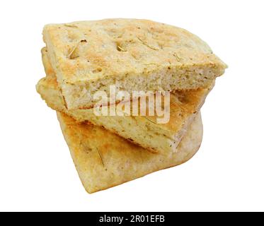 Stack of Focaccia Bread Slices Isolated on White Backdrop Stock Photo