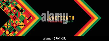 Juneteenth Independence Day Background. Black History Month. Freedom or Emancipation day. American holiday June 19. Horizontal website header banner v Stock Vector