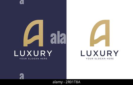 Royal premium letter a logo design vector template in gold color. Beautiful logotype design for luxury company branding. Stock Vector