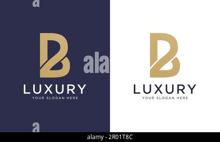 Royal premium letter b logo design vector template in gold color. Beautiful logotype design for luxury company branding. Stock Vector