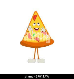 Pizza Cartoon Character, modern vector template set of mascot illustrations. Food Object Icon Concept Isolated Premium Vector. Stock Vector