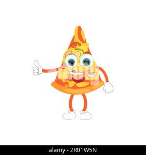 Pizza Cartoon Character, modern vector template set of mascot illustrations. Food Object Icon Concept Isolated Premium Vector. Stock Vector