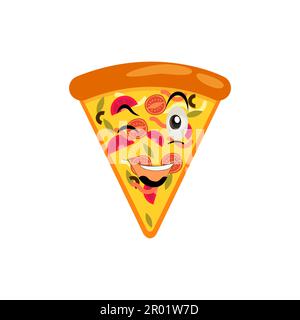 Pizza Cartoon Character, modern vector template set of mascot illustrations. Food Object Icon Concept Isolated Premium Vector. Stock Vector
