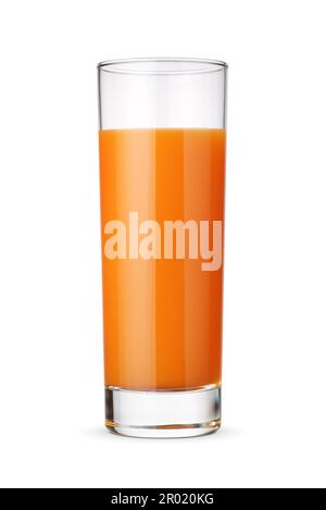 Carrot juice glass isolated on white background with clipping path. Stock Photo