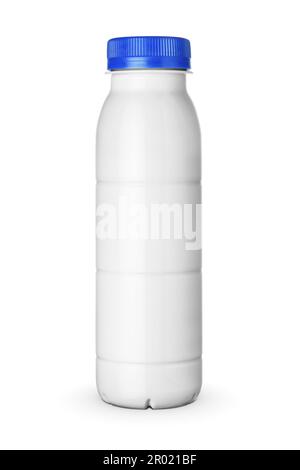 Small yogurt plastic bottle isolated on white backgroung. Stock Photo
