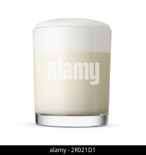Glass with tasty vanilla milkshake isolated on white background. Stock Photo