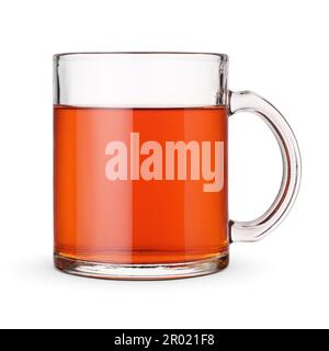 Glass cup of black tea isolated on white background. Stock Photo