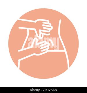 Lymphatic drainage massage line color icon.  Physiotherapy, acupuncture, rehabilitation. Isolated vector element. Outline pictogram for web page, mobi Stock Vector