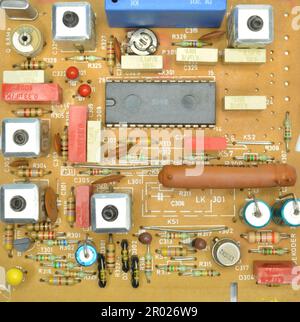 Vintage TV circuit board components Stock Photo