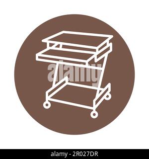 Fortable computer desk line color icon.   Isolated vector element. Outline pictogram for web page, mobile app, promo Stock Vector