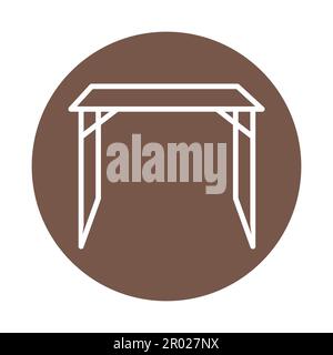 Fortable table line color icon.  Isolated vector element. Outline pictogram for web page, mobile app, promo Stock Vector