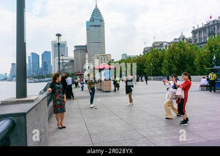 Shanghai, China, Crowded Metro Subway Train, Inside,  Chinese Tourists, in CIty Center, china young woman Stock Photo