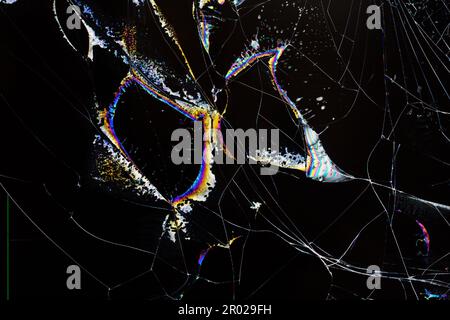 background texture cracks on the broken screen of a liquid crystal display, computer monitor or TV Stock Photo