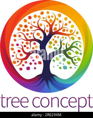 Rainbow Tree Abstract Stylised Concept Design Icon Stock Vector