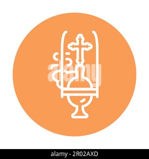 Incense smoking from a thurible line color icon. Isolated vector element. Stock Vector