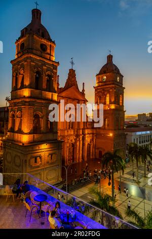 Cathedral Basilica of St. Lawrence at nighttime, Santa Cruz de la Sierra, Bolivia Stock Photo