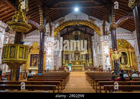 Interior of the San Ignacio de Velasco mission, Unesco site Jesuit Missions of Chiquitos, Bolivia Stock Photo