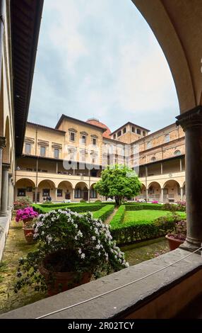 View in the courtyard in Basilica San Lorenzo , Florence, Italy Stock Photo